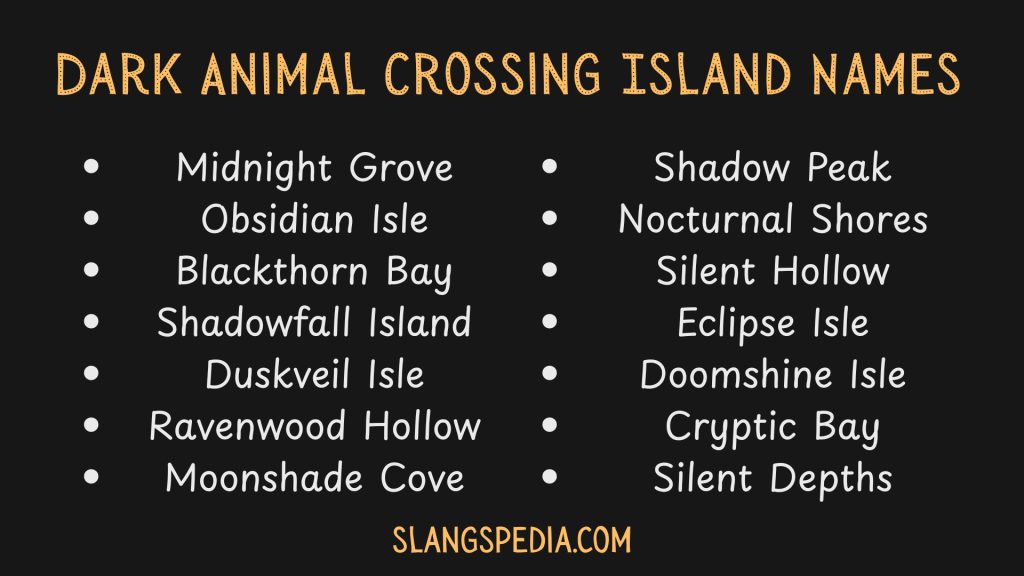 Dark Animal Crossing Island Names