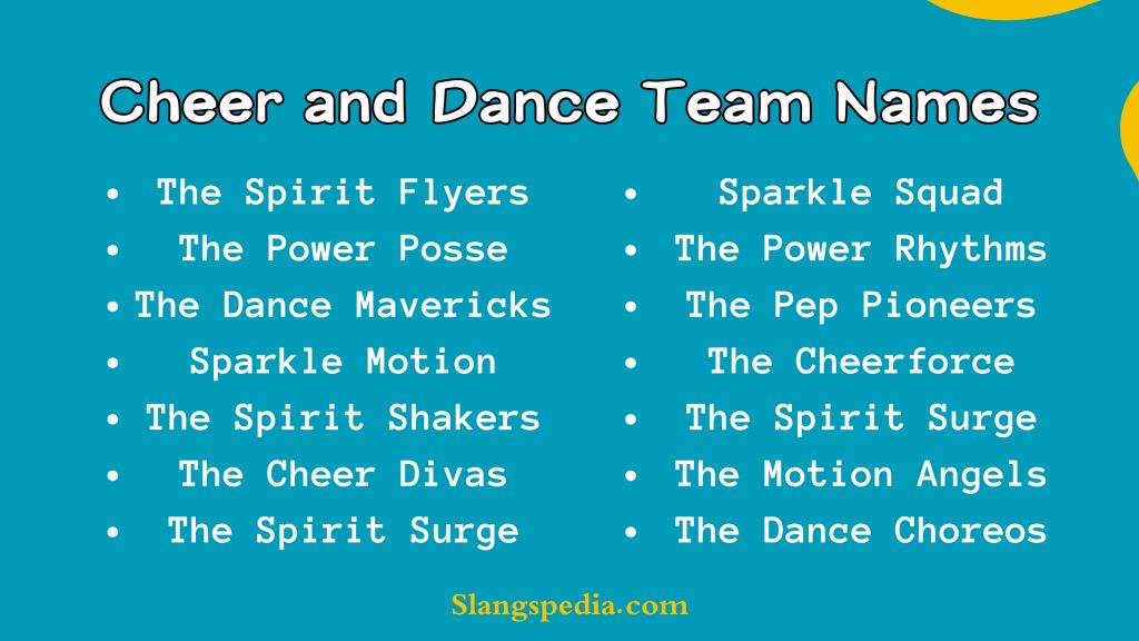 Cheer and Dance Team Names